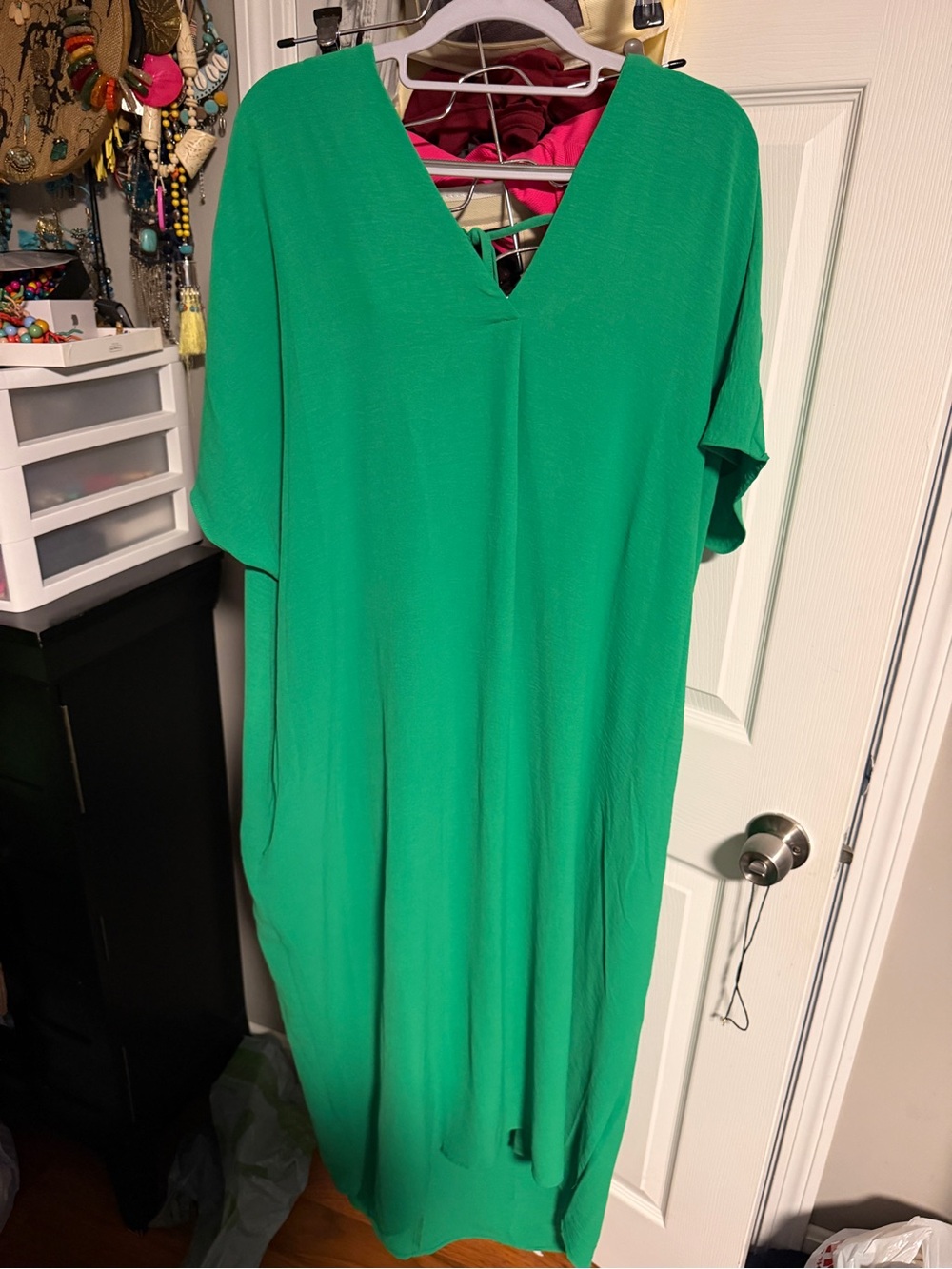 JODIFL Green Maxi Dress V-Neck